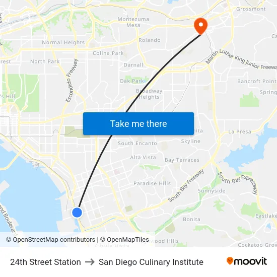24th Street Station to San Diego Culinary Institute map