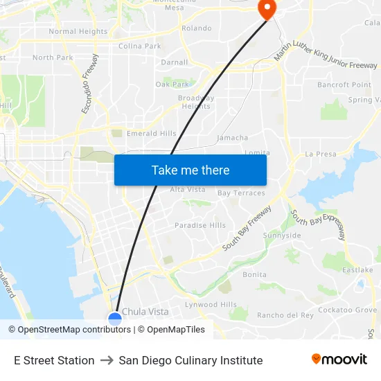 E Street Station to San Diego Culinary Institute map