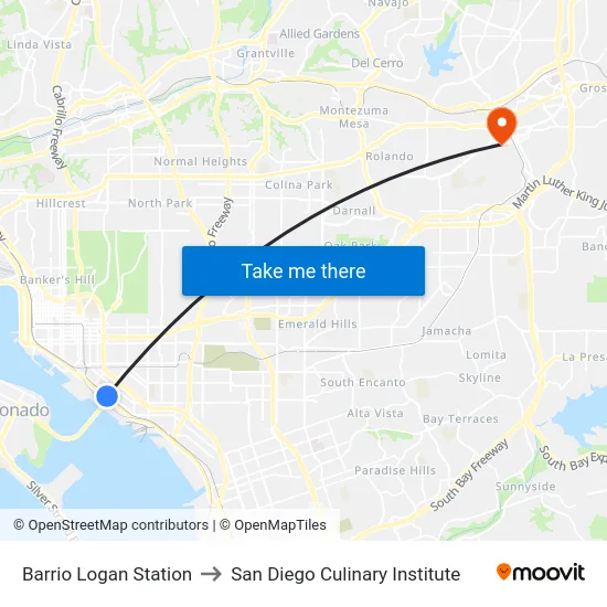 Barrio Logan Station to San Diego Culinary Institute map