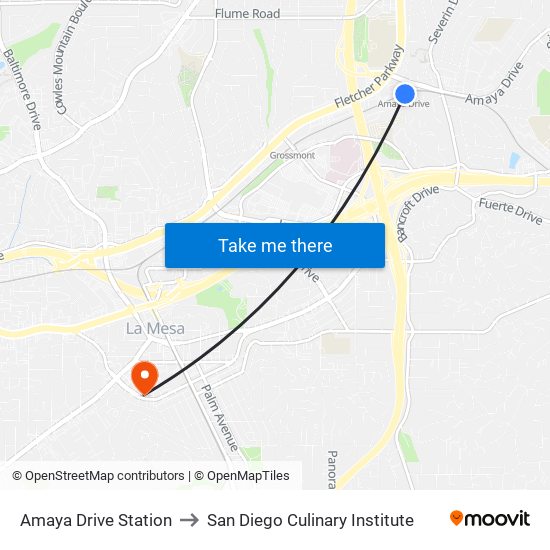 Amaya Drive Station to San Diego Culinary Institute map