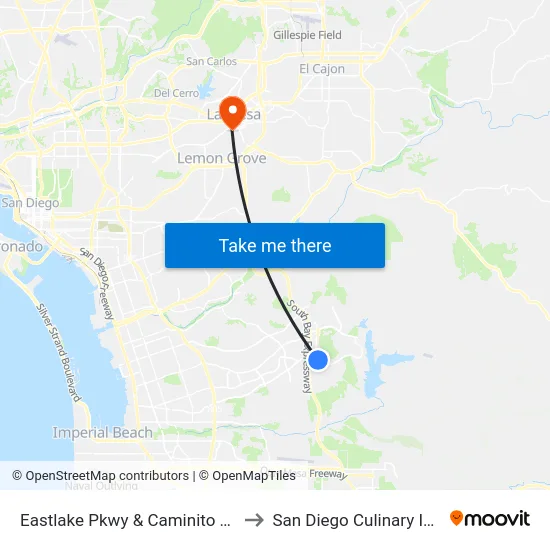 Eastlake Pkwy & Caminito Positano to San Diego Culinary Institute map