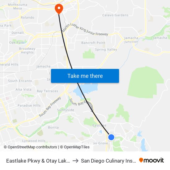 Eastlake Pkwy & Otay Lakes Rd to San Diego Culinary Institute map