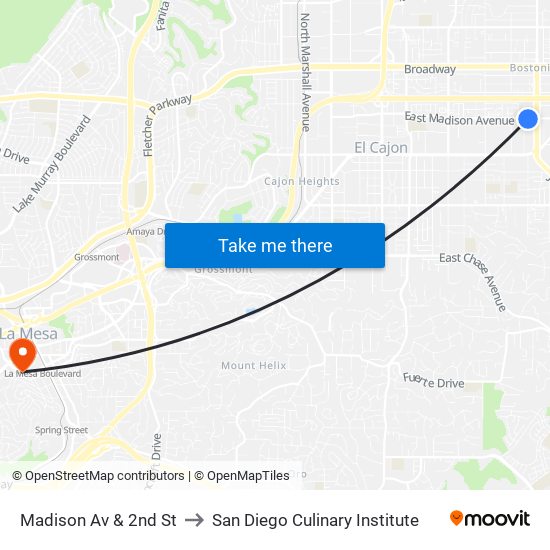 Madison Av & 2nd St to San Diego Culinary Institute map