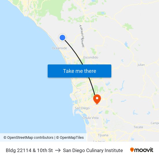 Bldg 22114 & 10th St to San Diego Culinary Institute map