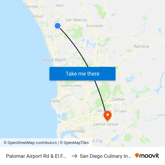 Palomar Airport Rd & El Fuerte St to San Diego Culinary Institute map