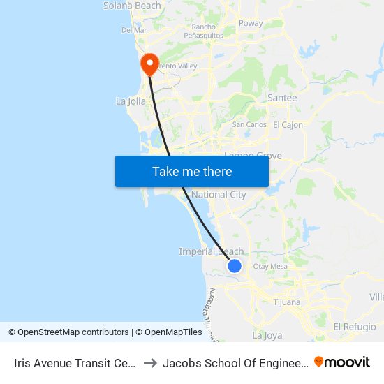 Iris Avenue Transit Center to Jacobs School Of Engineering map