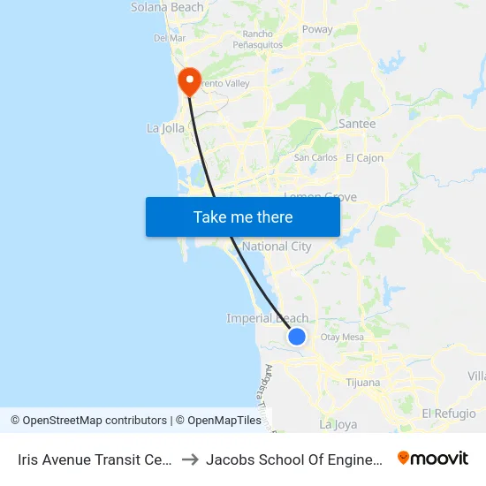 Iris Avenue Transit Center to Jacobs School Of Engineering map