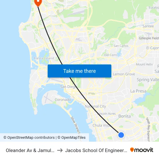 Oleander Av & Jamul Ct to Jacobs School Of Engineering map