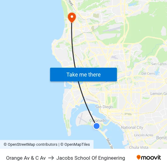 Orange Av & C Av to Jacobs School Of Engineering map