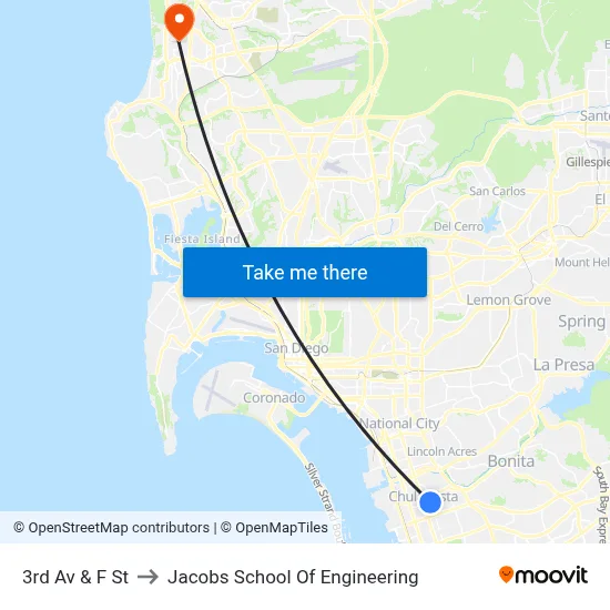 3rd Av & F St to Jacobs School Of Engineering map
