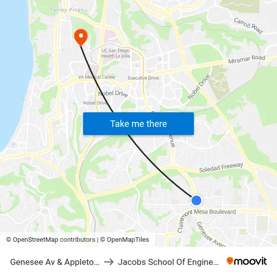 Genesee Av & Appleton St to Jacobs School Of Engineering map