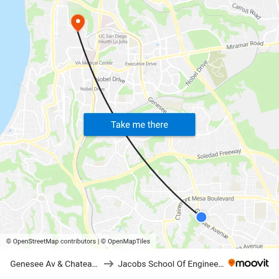 Genesee Av & Chateau Dr to Jacobs School Of Engineering map