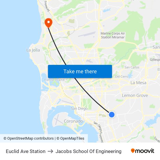 Euclid Ave Station to Jacobs School Of Engineering map