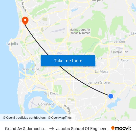 Grand Av & Jamacha Rd to Jacobs School Of Engineering map