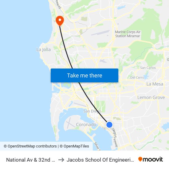 National Av & 32nd St to Jacobs School Of Engineering map