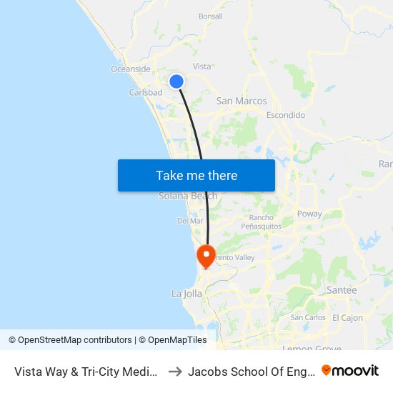 Vista Way & Tri-City Medical Center to Jacobs School Of Engineering map