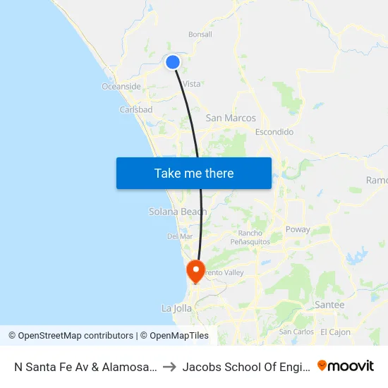 N Santa Fe Av & Alamosa Park Dr to Jacobs School Of Engineering map