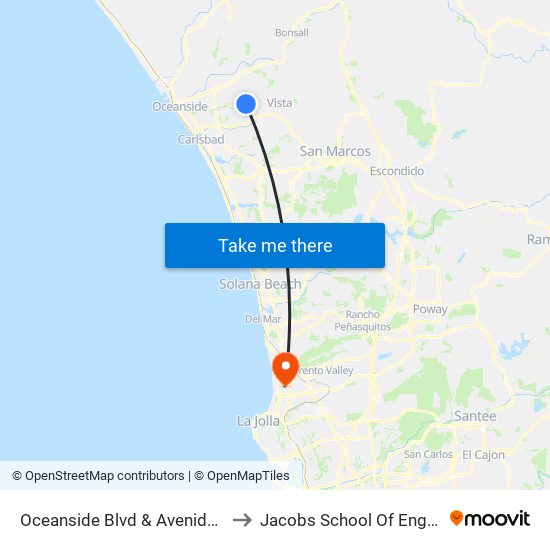 Oceanside Blvd & Avenida Del Oro to Jacobs School Of Engineering map