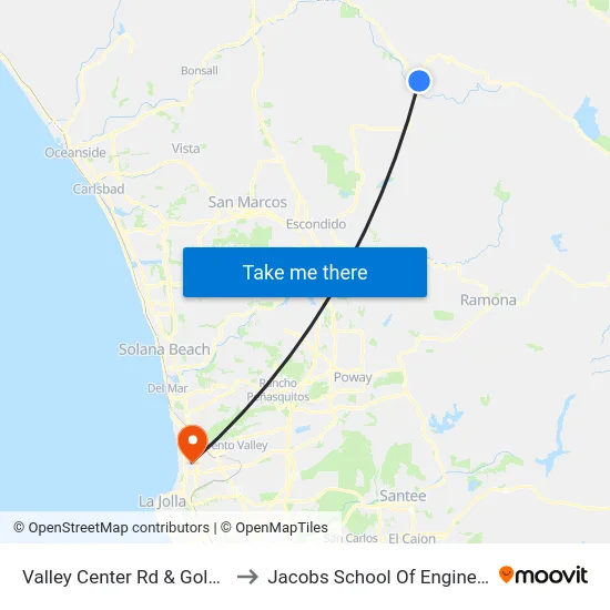 Valley Center Rd & Golsh Rd to Jacobs School Of Engineering map