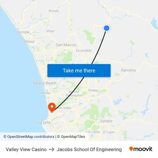 Valley View Casino to Jacobs School Of Engineering map