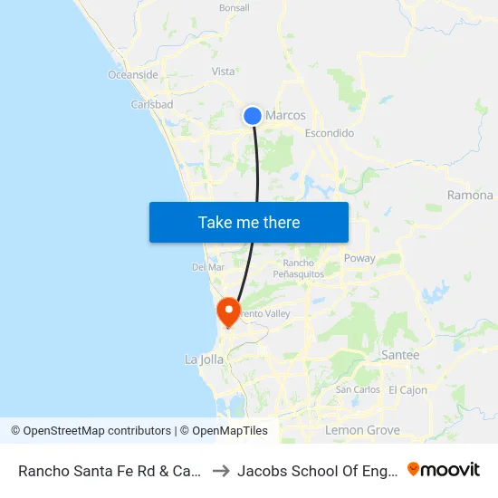 Rancho Santa Fe Rd & Capalina Rd to Jacobs School Of Engineering map