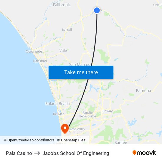 Pala Casino to Jacobs School Of Engineering map