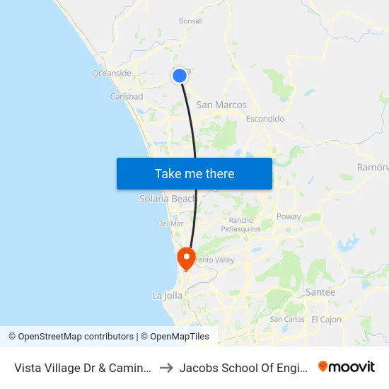 Vista Village Dr & Camino Corto to Jacobs School Of Engineering map