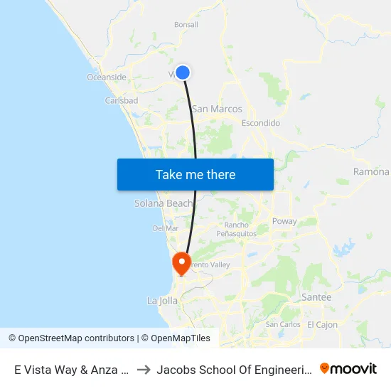 E Vista Way & Anza Av to Jacobs School Of Engineering map