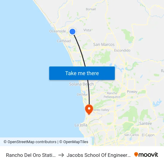 Rancho Del Oro Station to Jacobs School Of Engineering map