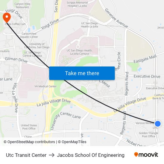 Utc Transit Center to Jacobs School Of Engineering map