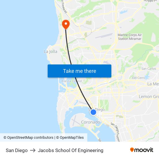 San Diego to Jacobs School Of Engineering map