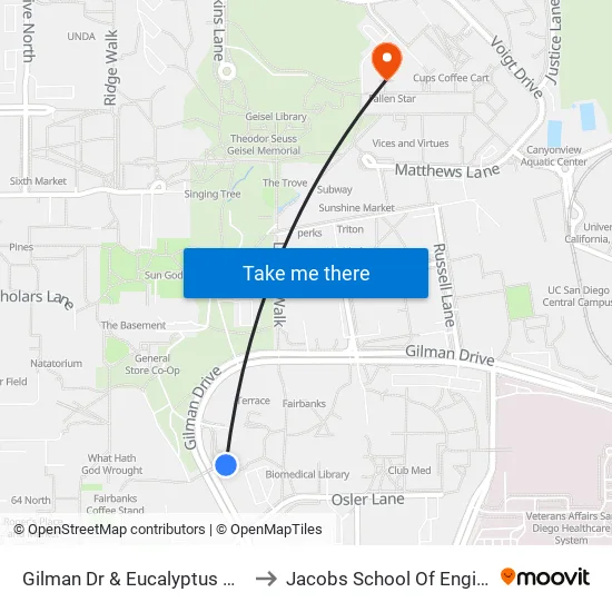 Gilman Dr & Eucalyptus Grove Ln to Jacobs School Of Engineering map