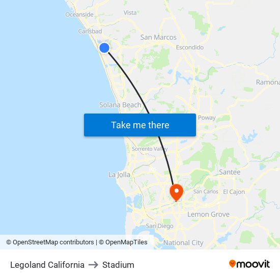 Legoland California to Stadium map