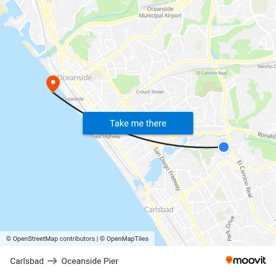 Carlsbad to Oceanside Pier map