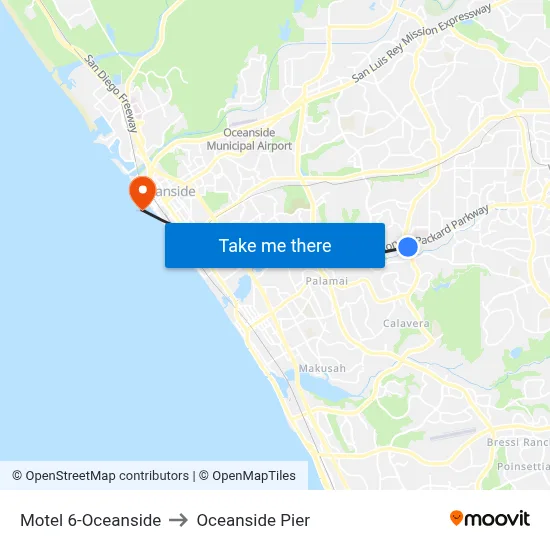 Motel 6-Oceanside to Oceanside Pier map