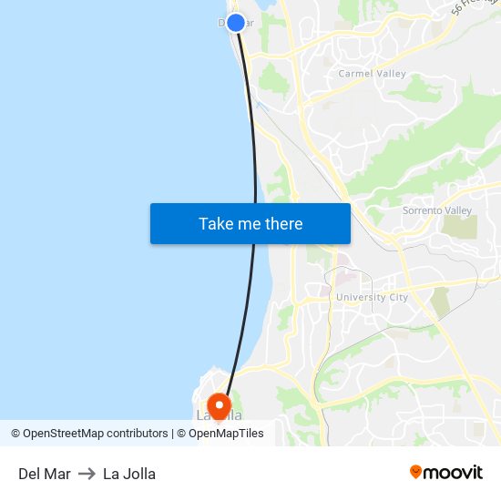 Del Mar to La Jolla map