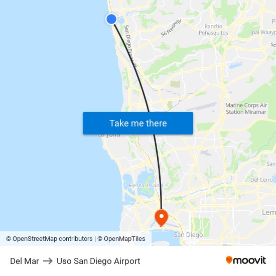 Del Mar to Uso San Diego Airport San Diego with public transportation