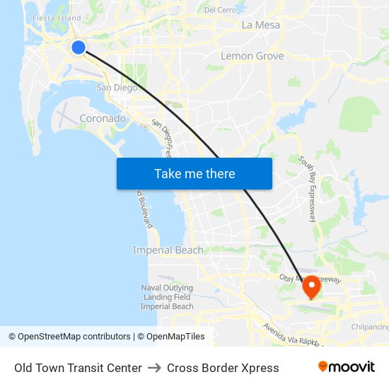 Old Town Transit Center to Cross Border Xpress map