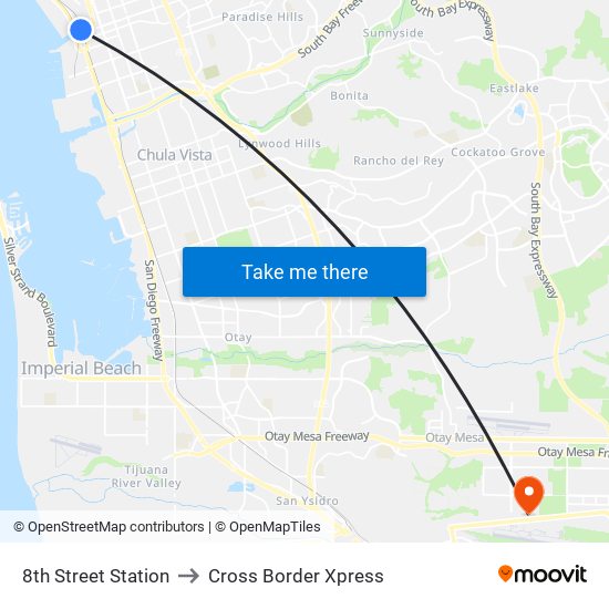 8th Street Station to Cross Border Xpress map