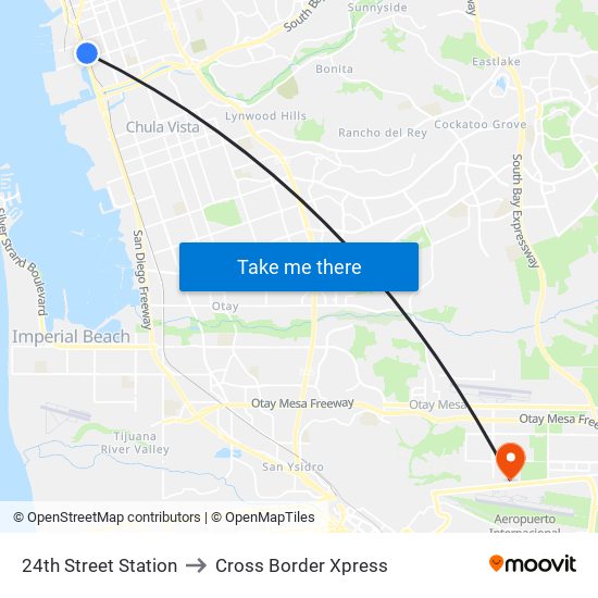 24th Street Station to Cross Border Xpress map