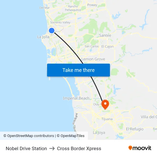 Nobel Drive Station to Cross Border Xpress map