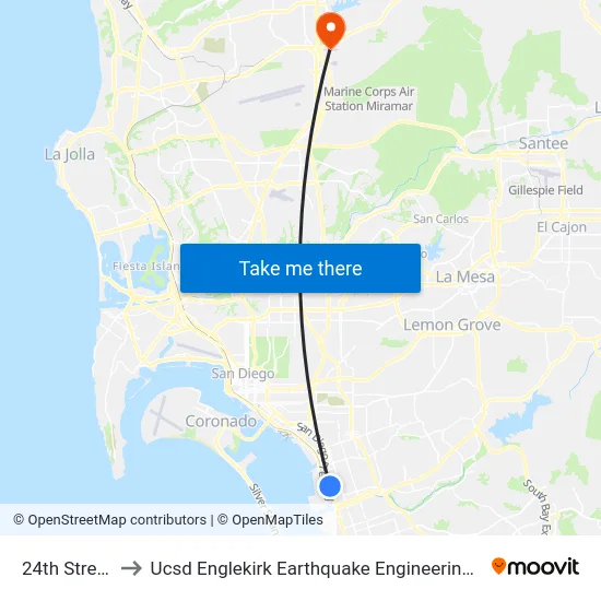 24th Street Station to Ucsd Englekirk Earthquake Engineering Shake-Table Research Center map