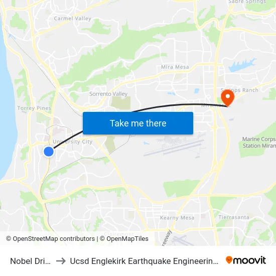 Nobel Drive Station to Ucsd Englekirk Earthquake Engineering Shake-Table Research Center map