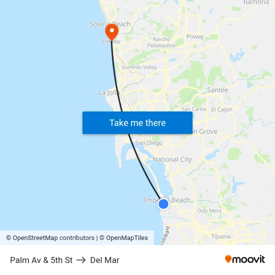 Palm Av & 5th St to Del Mar map