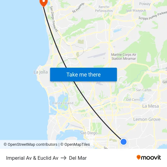 Imperial Av & Euclid Av to Del Mar map