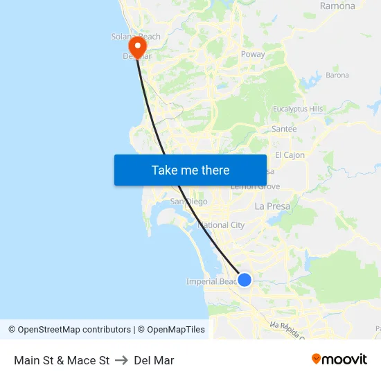 Main St & Mace St to Del Mar map