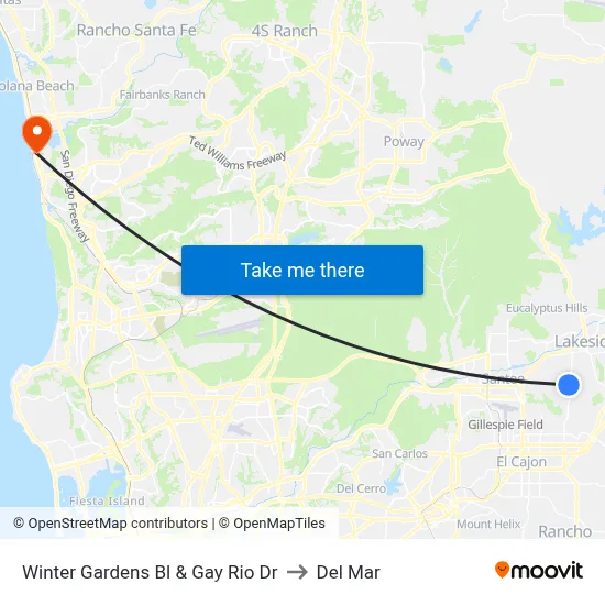 Winter Gardens Bl & Gay Rio Dr to Del Mar map