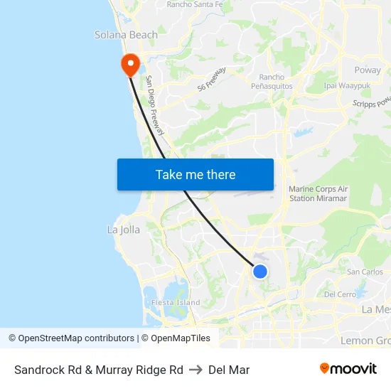 Sandrock Rd & Murray Ridge Rd to Del Mar map