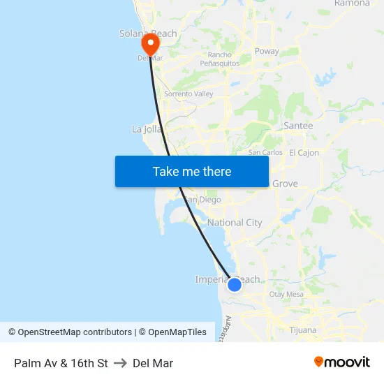 Palm Av & 16th St to Del Mar map