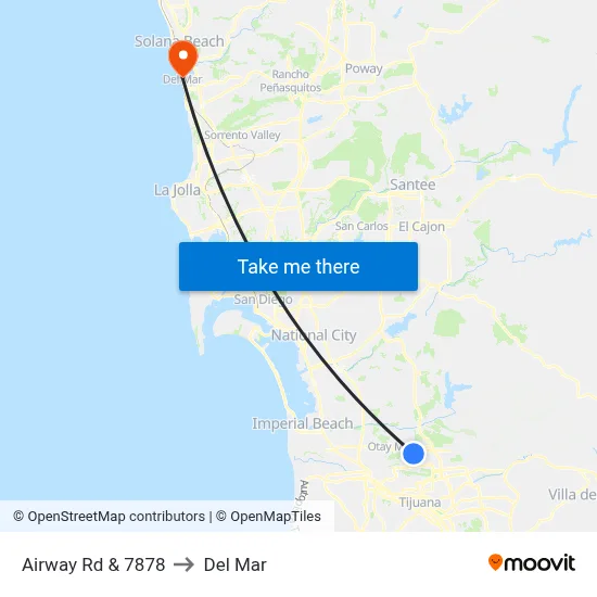 Airway Rd & 7878 to Del Mar map
